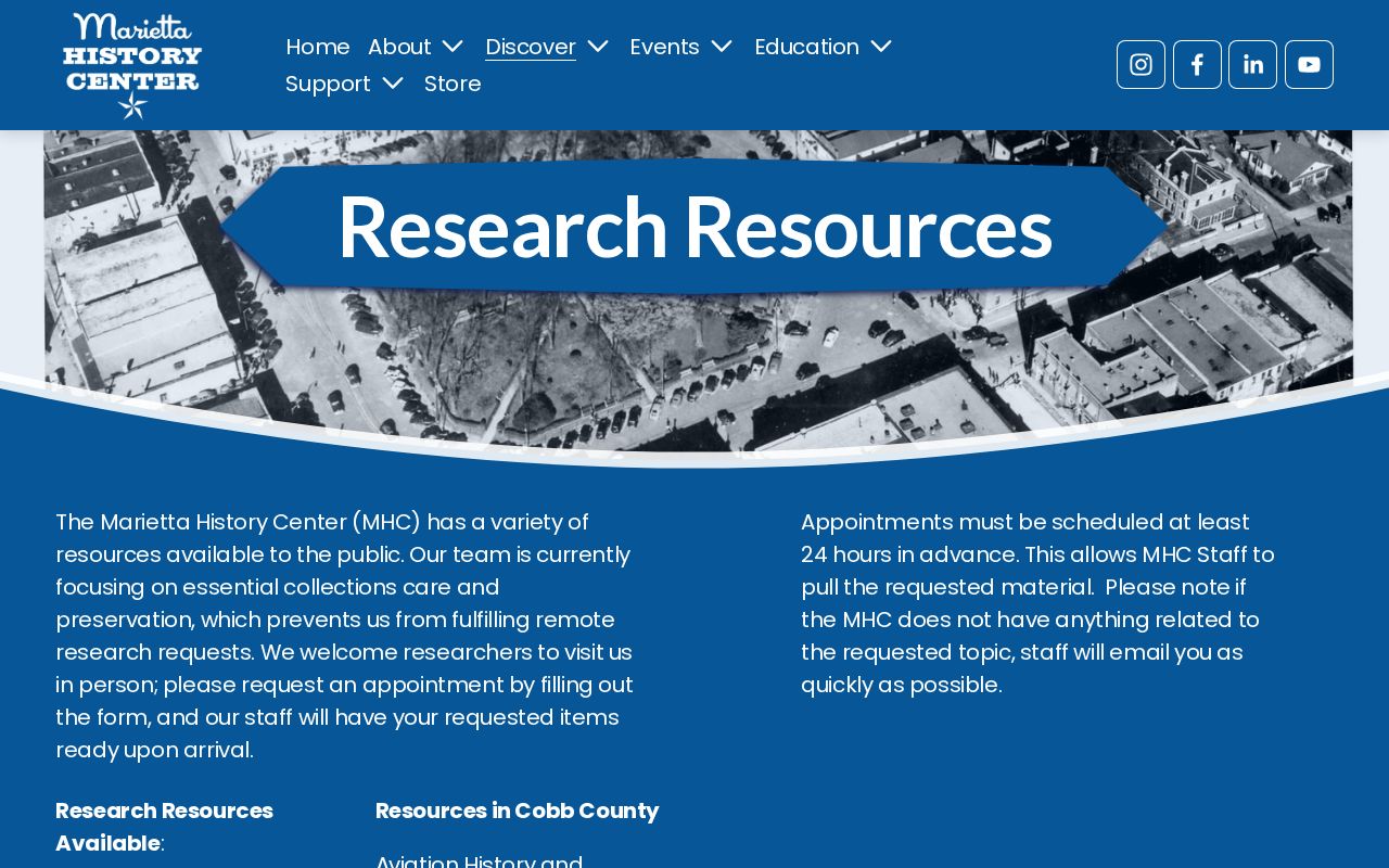 Marietta History Center research holdings for city directory context