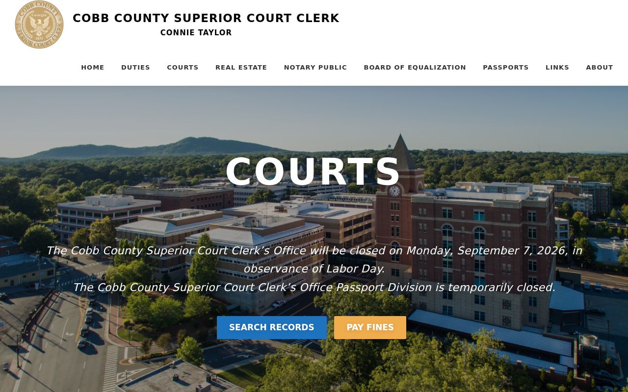 Cobb County Superior Court Clerk public website for court and real-estate record services