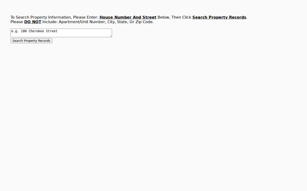 Cobb GIS address search used for the Marietta street directory