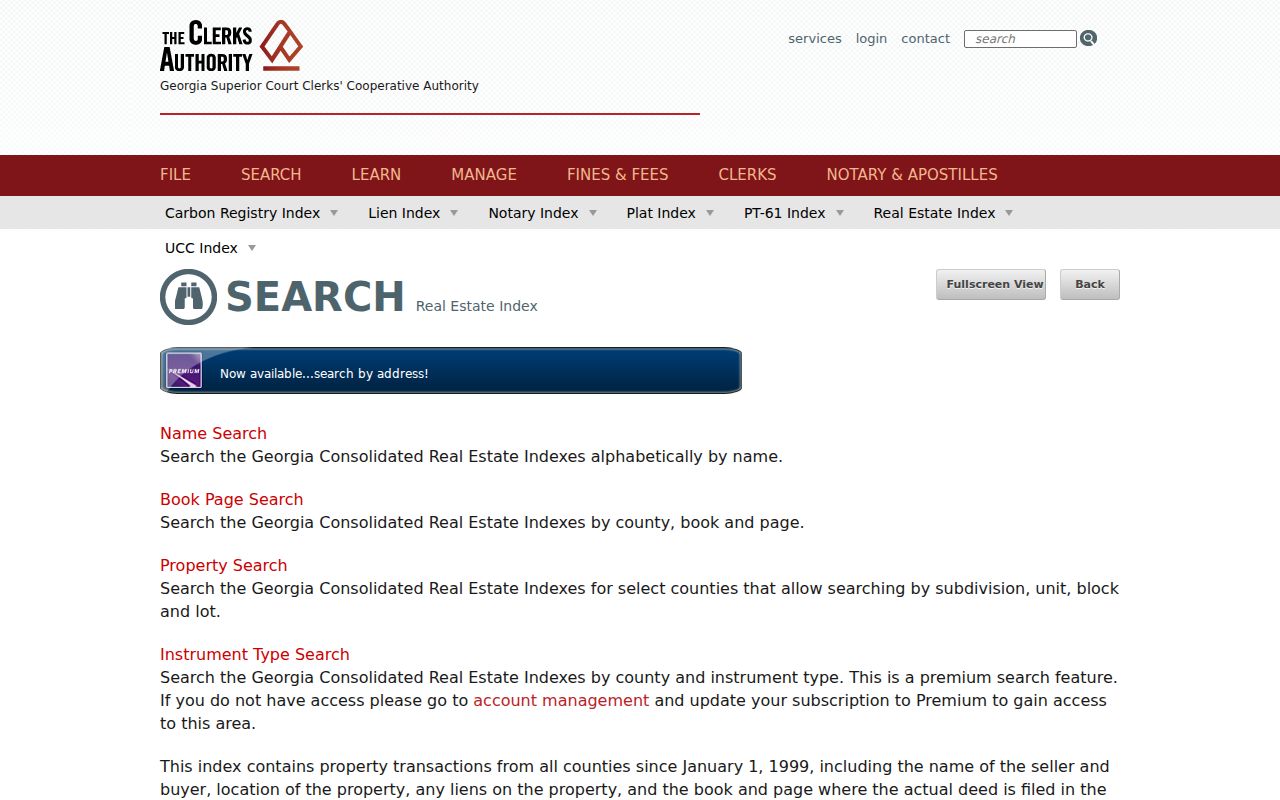 GSCCCA real estate index used for Marietta deed research