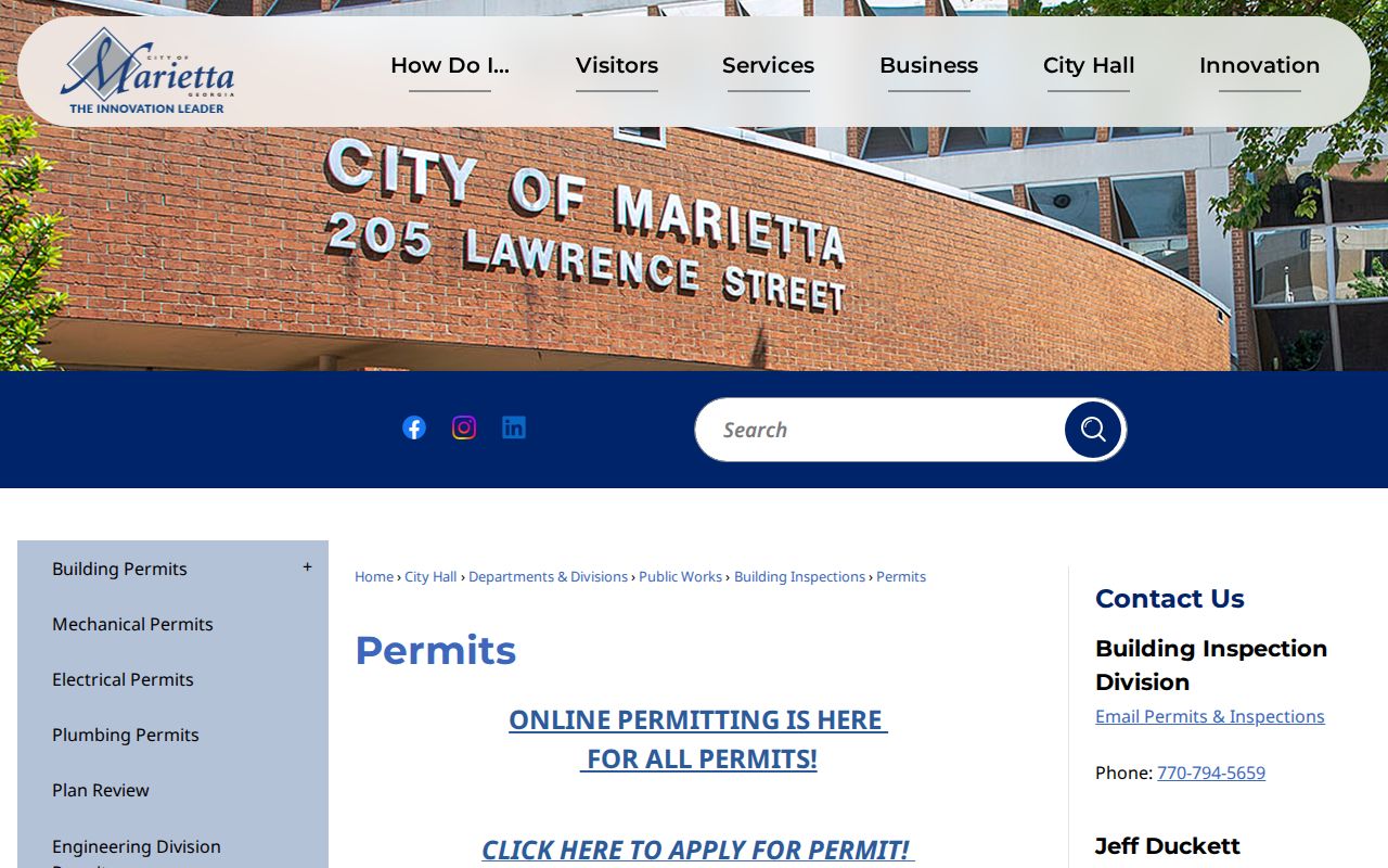 Marietta permit guidance for matching a project address